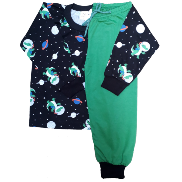 0336 Pijama Jacaré Espacial com Calça Verde 3